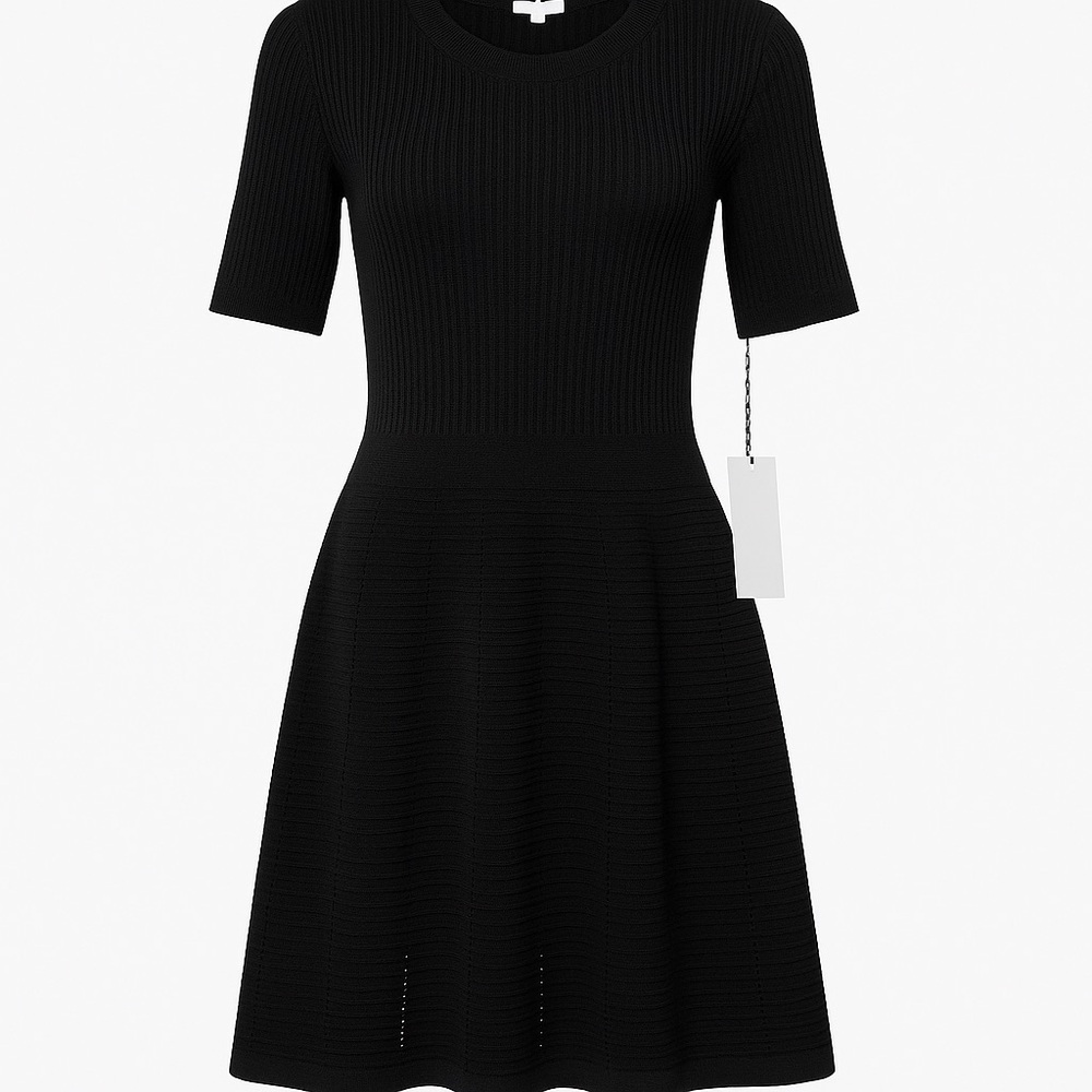 Classic Black Knit Fit-and-Flare Dress